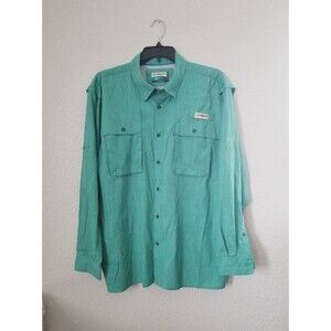 Magellan Men's Shirt Fish Gear Button Down Green vented XL Relaxed Long Sleeve